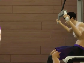 Japanese step mom aids her son in gym for competition motivation