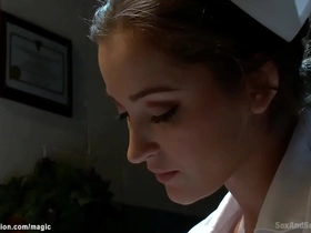Seductive nurse with big breasts submits to rough sex and BDSM play