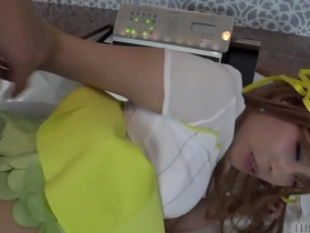 Japanese cosplayer with big breasts gets fucked in the bathroom