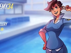 Steamy shower with sexy Overwatch ladies and intense gameplay