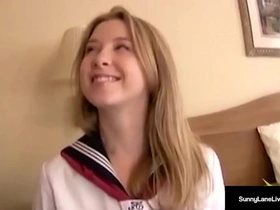 Sunny Lane's sensual journey: petite student explores sexuality