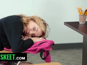 Petite blonde Zoe Parker gets caught smoking pot with her teacher in class