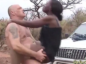 Safari sex adventure with ebony babes in a 4x4