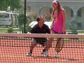 Urinating on the tennis ground
