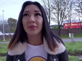 A German casting with Thai teen Kitty from Flemishburg in public agent videos