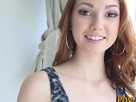 Redhead teen gets creampied in hardcore POV sex session