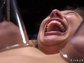 Brunette's tight ass gets stretched and sucked in BDSM session