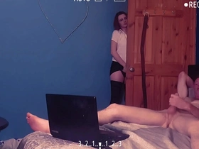 Scarlett Lust discovers Felix Bayne pleasuring himself and joins in