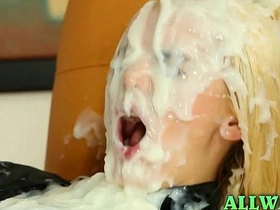 Blonde Czech beauty gets dirty in erotic slime play
