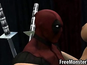 Blonde cartoon babe receives intense hardcore sex from Deadpool in this steamy 3D anime