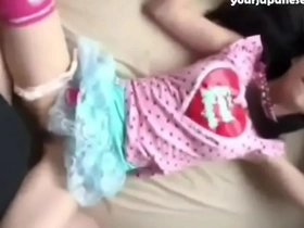 Young girl receives cum from an older man in this taboo sex video