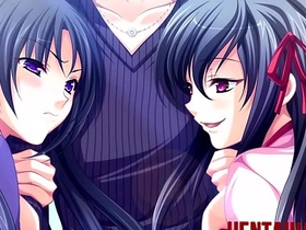 Cartoon harem with seductive step sisters and a naughty step mom