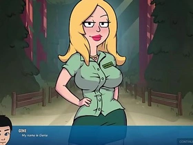 American Dad Francine and brunette beauty play video game in Camp Pinewood