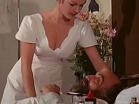 French nurse gives a blowjob and gets cum on her tits