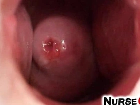 Sultry blonde Samantha Jolie engages in intense solo play in a medical setting