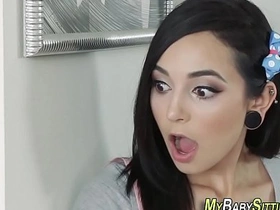 Young Latina babysitter gets blown and fucked hard