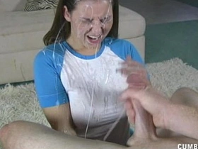 Lexus Lockhart gives a dirty handjob and blowjob before a cumshot