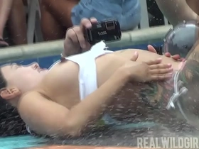 Wild pool party in Tampa during spring break featuring an uncensored twerk contest