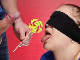 Russian teen XSanyAny's naughty game of sucking lollipops and unexpected twist
